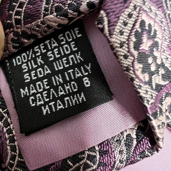 Boss Hugo Boss 100% Silk Neck‎ Tie Purple Paisley - Picture 5 of 6